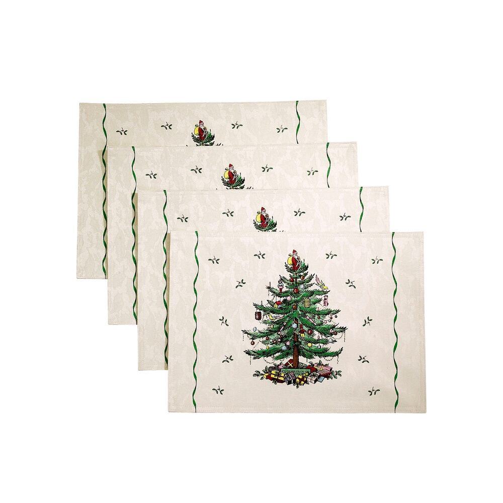 Spode Christmas Tree Placemats - Green and White
